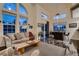 Spacious living room features large windows, a wooden coffee table, and comfortable seating at 19551 E Mann Creek Dr # B, Parker, CO 80134