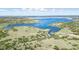 Scenic aerial view showcasing the expansive lake and natural landscape surrounding the community at 2144 Bellcove Dr, Castle Pines, CO 80108