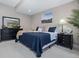 Comfortable bedroom featuring a queen size bed with nice bedding and mountain decor for a calming and relaxing atmosphere at 2144 Bellcove Dr, Castle Pines, CO 80108