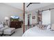 Cozy main bedroom with TV, plush chair, and ensuite access at 2144 Bellcove Dr, Castle Pines, CO 80108