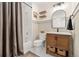 Charming bathroom with a modern vanity and hexagon tile floor at 5603 W 118Th Pl, Broomfield, CO 80020