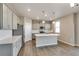 Modern kitchen with gray cabinets, island, and stainless steel appliances at 18134 Prince Hill Cir, Parker, CO 80134