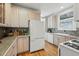 Classic kitchen featuring wood floors, neutral countertops, and cabinetry, and modern appliances at 618 Adams St, Denver, CO 80206