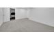 Spacious unfinished basement area features neutral carpet and access to a closet at 17336 E Rice Cir # F, Aurora, CO 80015