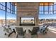 Beautiful outdoor fireplace with cozy chairs and a great view makes this a great place to relax at 3327 Backdrop Ct, Castle Rock, CO 80108