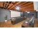 Finished basement featuring a home theater setup with projector screen and comfortable seating area at 2064 Ironton St, Aurora, CO 80010