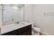 Modern bathroom featuring granite countertops, undermount sink and tile surround shower and tub at 5918 Red Barn Ave, Mead, CO 80504