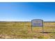 Scenic view of Second Creek Open Space with a welcoming community sign at 9501 Richfield St, Commerce City, CO 80022