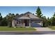 Charming single-story home featuring a mix of lap siding and shake in a gray palette with stone pillar accents at 737 Raindance St, Erie, CO 80516
