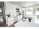 Bright kitchen with white cabinets, stainless steel appliances, and a spacious white quartz countertop at 5462 S Cedar St, Littleton, CO 80120