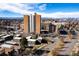 Aerial view of apartment building and surrounding neighborhood at 936 Eudora St # 102, Denver, CO 80220