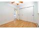 Spacious bedroom with hardwood floors and ample closet space at 936 Eudora St # 102, Denver, CO 80220