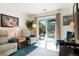 Bright living room with comfortable seating and a sliding glass door leading to the outdoor patio at 7344 S Sheephorn Mtn, Littleton, CO 80127