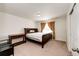 Bright bedroom with neutral carpet and one window for ample natural light and modern furniture at 24505 E Ada Pl, Aurora, CO 80018