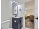 Contemporary bathroom with modern vanity, sleek fixtures, and an adjacent bedroom at 1694 Xanthia St, Denver, CO 80220