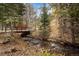Scenic creek view flowing under foot bridge amidst wooded area at 2971 Fall River Rd, Idaho Springs, CO 80452