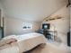 Bright bedroom with a white bed, a desk, and a window offering a scenic view at 1559 Lisbon Dr, Parker, CO 80138
