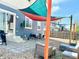 Charming backyard featuring pavers, gravel, patio furniture, and a colorful sunshade at 10669 Worchester Dr, Commerce City, CO 80022