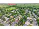 An aerial view of a residential neighborhood with lush green trees and access to the Lincoln CC Trail at 284 S Lincoln Ave, Louisville, CO 80027