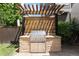 Outdoor kitchen features a built-in stone grill station, perfect for entertaining at 10109 E 28Th Ave, Denver, CO 80238