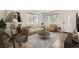 Cozy living room features a modern sofa, stylish armchair, dining table, and a view of the outdoors at 2217 King St, Denver, CO 80211