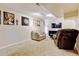 Relaxing finished basement with plush carpet and entertainment area at 10769 Carrol Ln, Northglenn, CO 80233