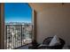Private balcony with city and mountain views at 975 N Lincoln St # 15A, Denver, CO 80203