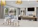 Open-concept living area with sliding glass doors to an outdoor grilling and seating area at 2130 S Milwaukee St, Denver, CO 80210