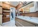 Bathroom boasts double sink vanity, textured walls, and stylish decor at 753 Pearl St, Boulder, CO 80302