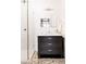 Chic bathroom features walk-in shower, hexagon tiles and modern vanity at 945 Jackson St, Denver, CO 80206