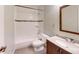 Clean bathroom with a shower, toilet, and sink, offering convenience at 1050 S Monaco Pkwy # 38, Denver, CO 80224