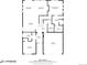 Detailed floor plan showcasing the layout of the first level with kitchen, living room, bedroom, and garage dimensions at 19688 E 52Nd Ave, Denver, CO 80249
