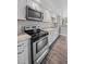 Close-up of the contemporary kitchen showcasing stainless steel appliances and granite countertops at 1865 S Knox Ct, Denver, CO 80219