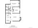 Floor plan featuring two bedrooms, two bathrooms, living room, dining area and kitchen at 7665 E Eastman Ave # 107B, Denver, CO 80231