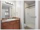 A clean bathroom featuring a single sink vanity and a walk-in shower, designed for functionality at 695 Manhattan Dr # 5, Boulder, CO 80303