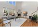 Inviting living room with high ceilings, fireplace, large windows, and comfortable seating at 381 Rainbow Ln, Lafayette, CO 80026