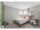 This bedroom has neutral colored walls with two windows and a desk with a clear chair at 21451 E 60Th Ave, Aurora, CO 80019