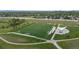 Aerial view of a well-maintained soccer field with surrounding green space and walkways at 9856 Keenan St, Highlands Ranch, CO 80130