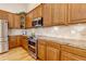 Well-equipped kitchen featuring stainless steel appliances, tile backsplash, and wood cabinets at 6633 E 166Th Pl, Brighton, CO 80602