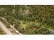 Aerial shot of the property next to a river and road, surrounded by trees at 35106 Boulder Canyon Dr, Boulder, CO 80302