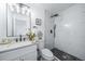 Modern bathroom featuring a glass walk-in shower, sleek vanity, and stylish fixtures at 16086 E Ithaca Pl # D, Aurora, CO 80013