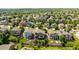 Aerial view of single Gathering homes in a neighborhood with green landscaping and mature trees at 6787 Serena Ave, Castle Pines, CO 80108