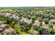 Aerial view of single Gathering homes in a neighborhood with green landscaping and mature trees at 6787 Serena Ave, Castle Pines, CO 80108