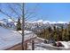 A scenic mountain view from a snow-covered property with a birch tree and parked cars at 160 N Fuller Placer Rd, Breckenridge, CO 80424
