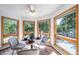 Cozy dining area surrounded by large windows, providing scenic views of the outdoors at 2049 Silverheels Dr, Larkspur, CO 80118