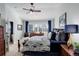 Spacious bedroom with large windows, ceiling fan, and elegant furnishings, creating a relaxing atmosphere at 8338 E 148Th Way, Thornton, CO 80602