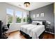 This bedroom includes views, wood floors, and an accent wall at 681 W Burgundy St # A, Highlands Ranch, CO 80129