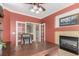 Private office with fireplace and glass paneled French doors at 7852 Solstice Way, Castle Rock, CO 80108