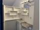 Modern bathroom features a sleek sink, vanity, and contemporary shelving for storage at 8758 S Murphy Gulch Rd, Littleton, CO 80127