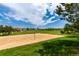 A well-maintained sand volleyball court in a green recreation area under a bright sky at 9185 Wilde Ln # 101, Parker, CO 80134